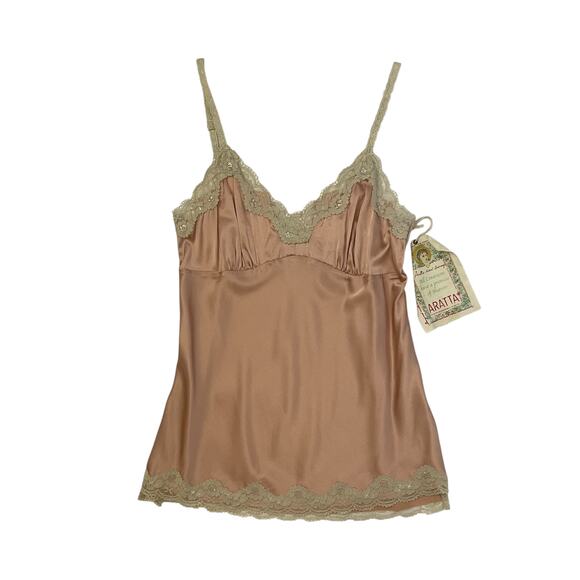 NWT Aratta Silent Journey Silk Cami Top - Peach Champaign - Lace - Size S - Picture 1 of 5